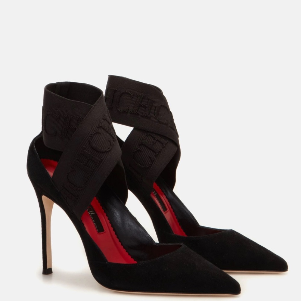Chic Black Heels with Red Accents